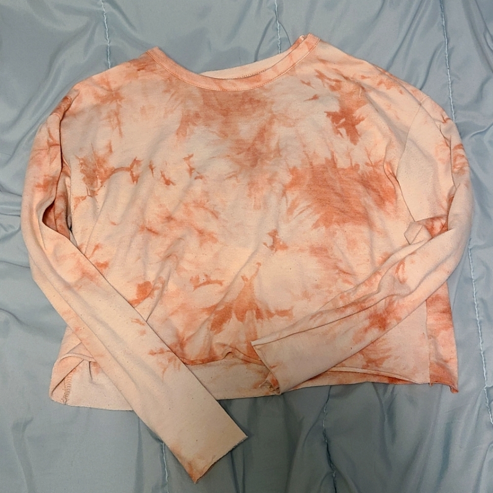 Pink and white marble crop top